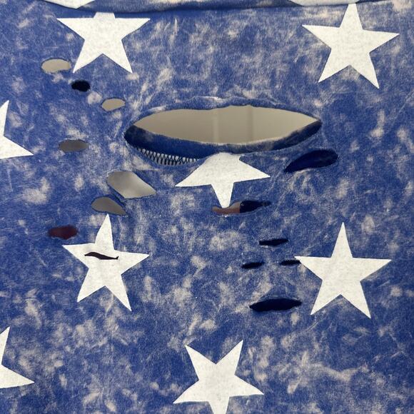 BiBi American Flag Theme Short Sleeves Round Neck Distressed T-Shirt Large - Picture 6 of 6